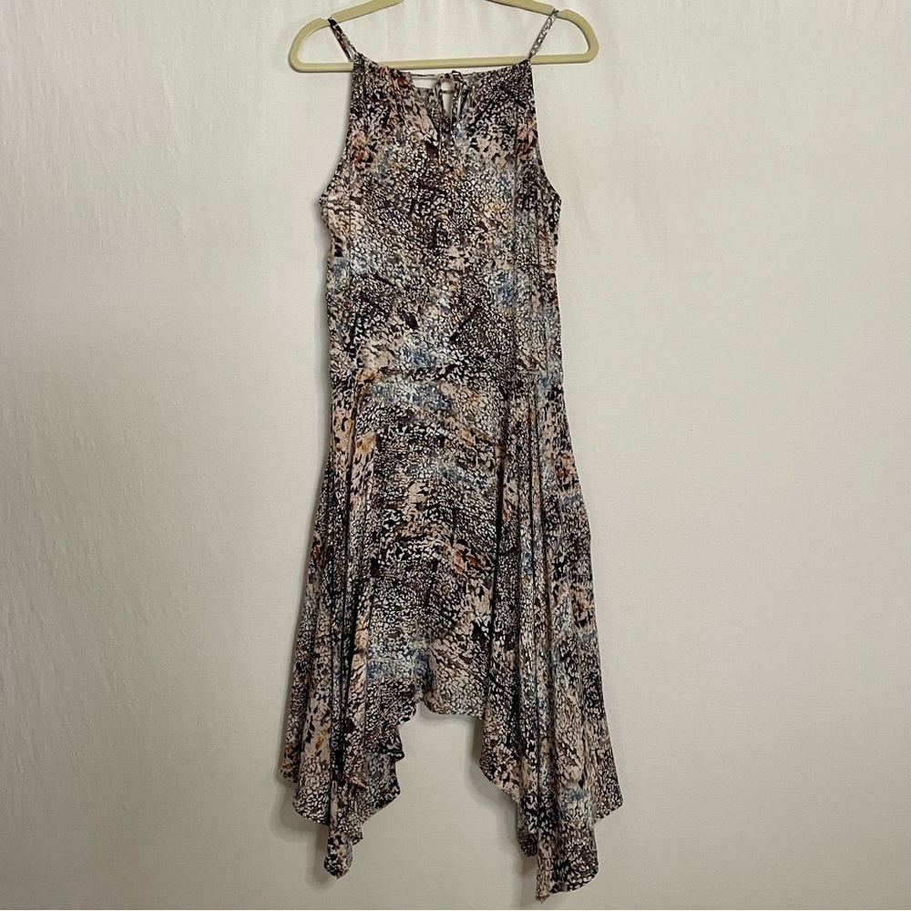 DKNY Boho Printed Midi Dress Artsy Handkerchief Hemline - Picture 10 of 15